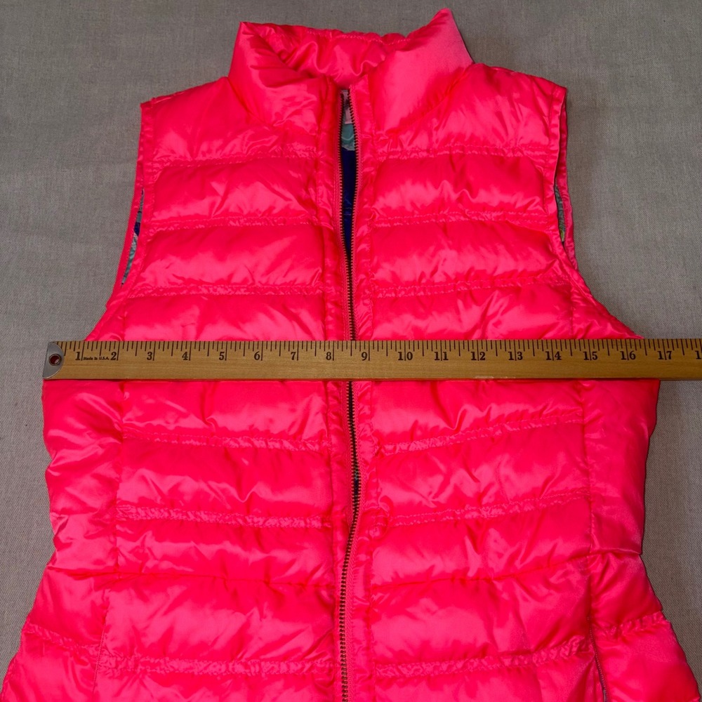 Lilly Pulitzer Womens Neon Pink Quilted Peplum Puffer Vest Floral Lining Small - Picture 5 of 7